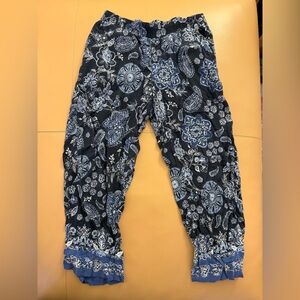 LOFT Blue and Black Floral Pants